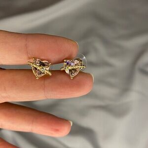 Heart Crystal Rose Gold Earrings Elegant